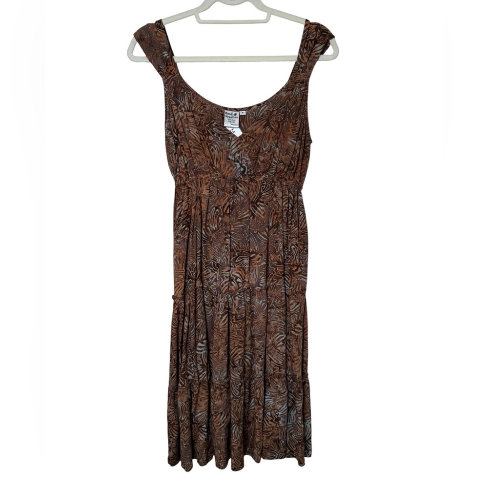 Hand Kreation Chic Boho Brown Patterned Midi Dress